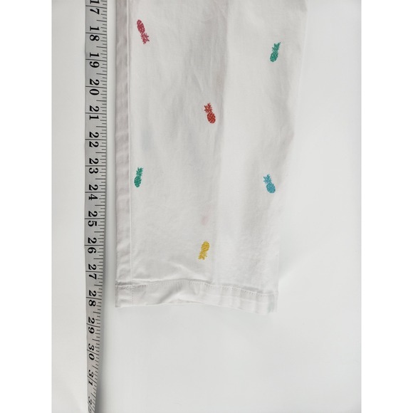 Talbots Relaxed Chino Pants Women's Size 10 White Colorful Pineapple Print‎ - Picture 7 of 7